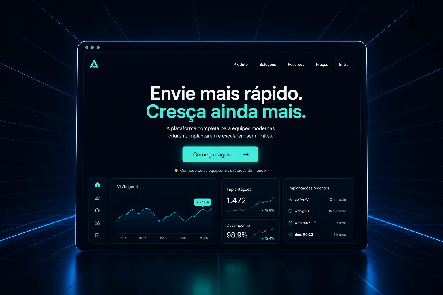 Ilustração de uma landing page; não representa resultado de cliente