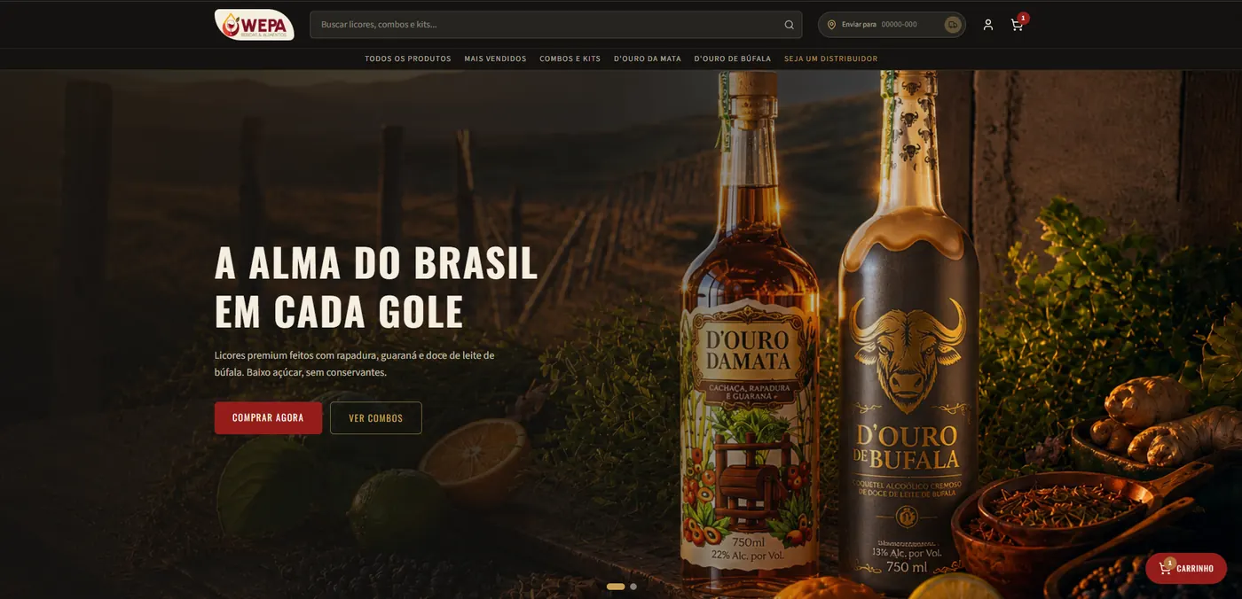 Painel do e-commerce personalizado desenvolvido pela Primora para a WePa